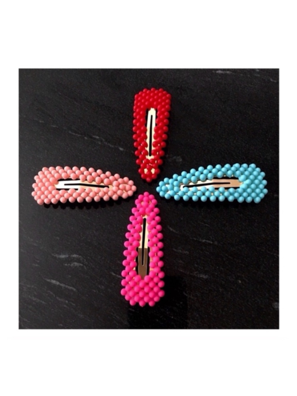 New Set of Four Textured Hair Clips in Pop Colors